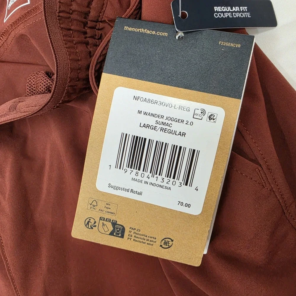The North Face Wander 2.0 Joggers Pants Sumac Red Flash Dry Men's Size Large